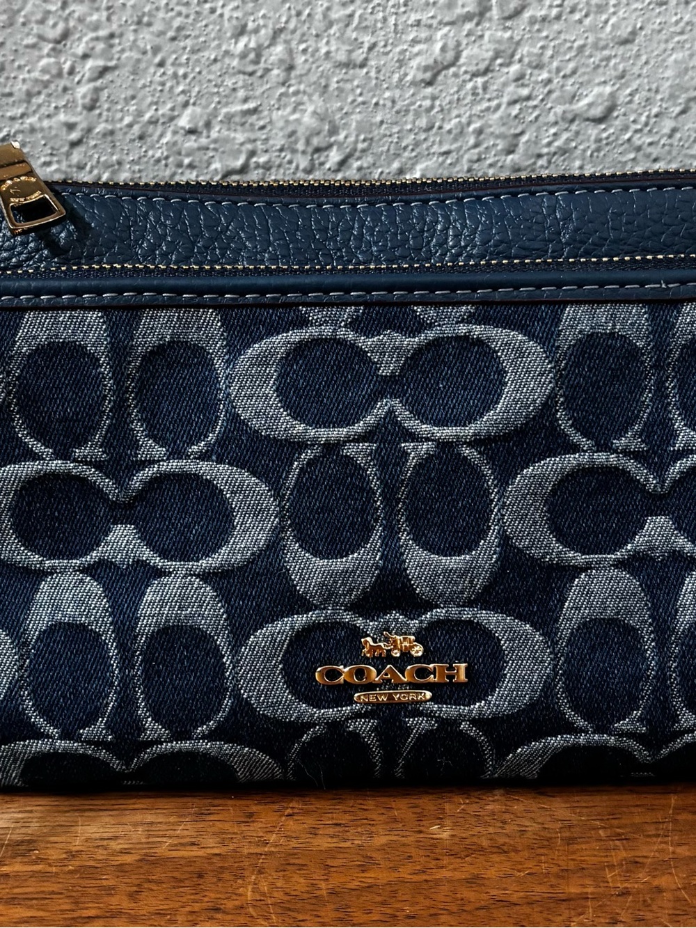 Coach Double Zip Wallet in Signature Denim - Picture 3 of 12